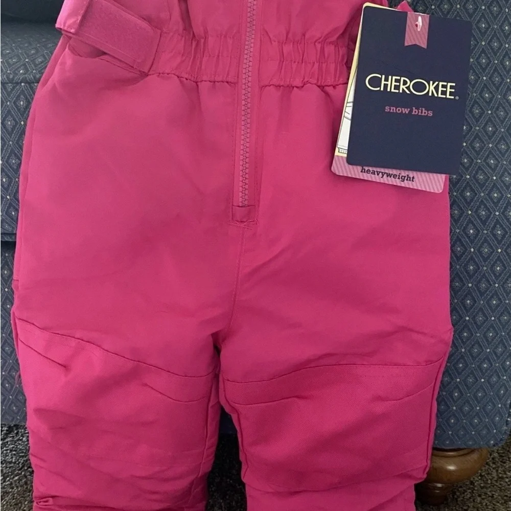 NWT Cherokee Kids Heavyweight Snow Bibs - Bright Pink - 12M
